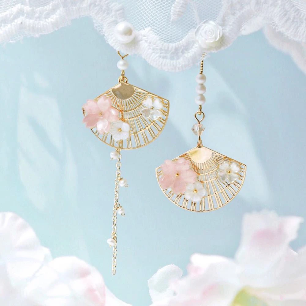 Kawaii Cherry Blossom Fan Earrings – Limited Edition 1 Kawaii Cherry Blossom Fan Earrings – Limited Edition