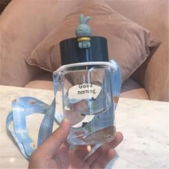 Kawaii Bunny Rabbit Glass Bottle (340ml) -Kawaiitherapy Shop 41431 ikz2pz