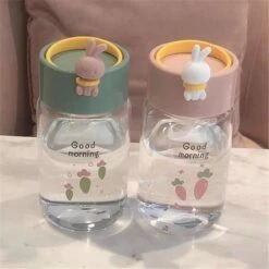 Kawaii Bunny Rabbit Glass Bottle (340ml) -Kawaiitherapy Shop 41431 kotxkm