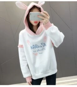 Kawaii Lovely Rabbit Harajuku Style Hoodie – Limited Edition -Kawaiitherapy Shop 42465 ez2fdk