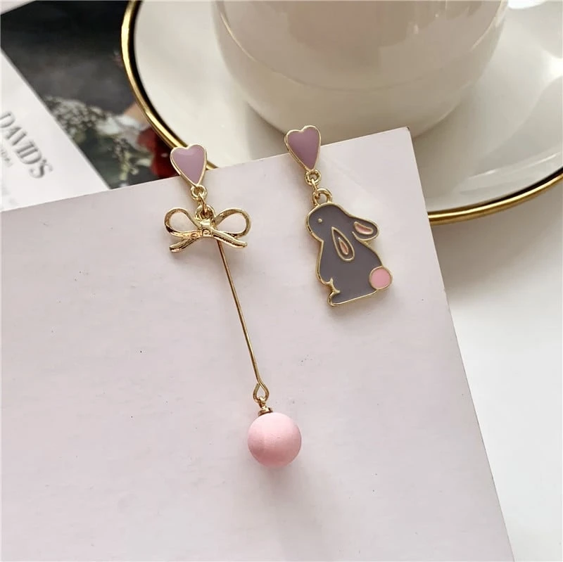 Kawaii Bunny Hearts Harajuku Earrings – Limited Edition 2 Kawaii Bunny Hearts Harajuku Earrings – Limited Edition - Image 2