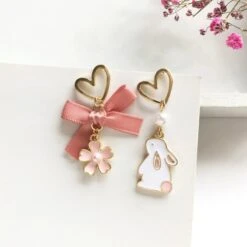 Kawaii Rabbit Cherry Blossom Earrings – Limited Edition