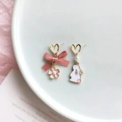 Kawaii Rabbit Cherry Blossom Earrings – Limited Edition -Kawaiitherapy Shop 43410 ynu5z3