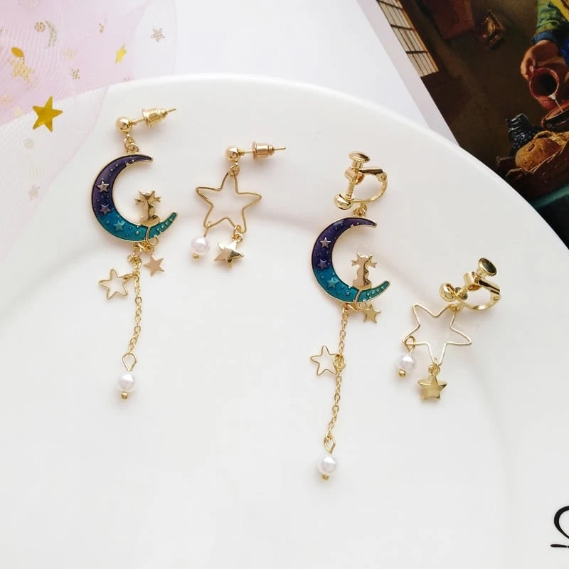 Kawaii Galaxy Moon Starry Earrings – Limited Edition 3 Kawaii Galaxy Moon Starry Earrings – Limited Edition - Image 3