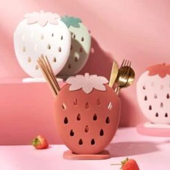 Kawaii Strawberry Utensil Holder – Limited Edition -Kawaiitherapy Shop 43614 40fgvn
