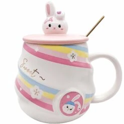Kawaii Sweet Bunny Rabbit Ceramic Mug -Kawaiitherapy Shop 44127 elaaiq