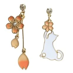 Kawaii Sakura Petal Cat Earrings – Limited Edition -Kawaiitherapy Shop 44605 nkgpuy