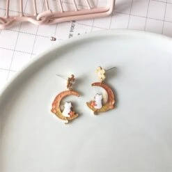 Kawaii Cat Moon Sakura Earrings – Limited Edition -Kawaiitherapy Shop 44622 k5pbch