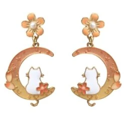 Kawaii Cat Moon Sakura Earrings – Limited Edition -Kawaiitherapy Shop 44622 rlgbgu
