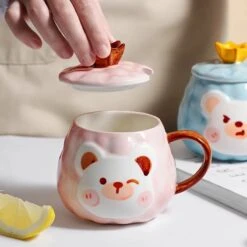 Kawaii Animal Bear Ceramic Cup (450ml) -Kawaiitherapy Shop 44968 bojxne