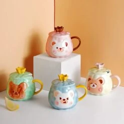 Kawaii Animal Bear Ceramic Cup (450ml) -Kawaiitherapy Shop 44968 mu7fpd
