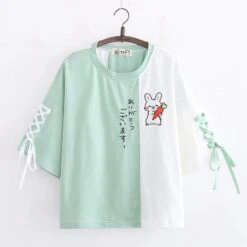 Kawaii Bunny Carrot Laced Harajuku Shirt -Kawaiitherapy Shop 45598 vrg3zz