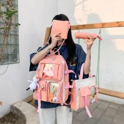Kawaii Harajuku Canvas Backpack Set – Limited Edition -Kawaiitherapy Shop 45854 bmr4hj