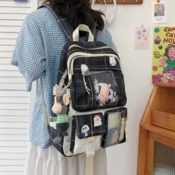 Kawaii Korea Style Canvas Plaid Backpack – Limited Edition -Kawaiitherapy Shop 47673 lnaqiw