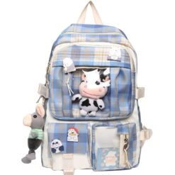 Kawaii Korea Style Canvas Plaid Backpack – Limited Edition -Kawaiitherapy Shop 47673 r2crth