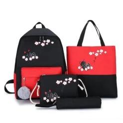 Kawaii Neko Sakura Cat Harajuku Backpack Set -Kawaiitherapy Shop 48465 1thvls