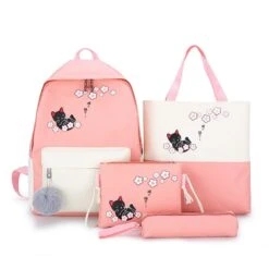 Kawaii Neko Sakura Cat Harajuku Backpack Set