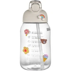 Kawaii Sticker Style Straw Bottle – Limited Edition -Kawaiitherapy Shop 48586 sameuk