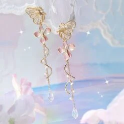 Kawaii Butterfly Cherry Blossom Earrings – Limited Edition