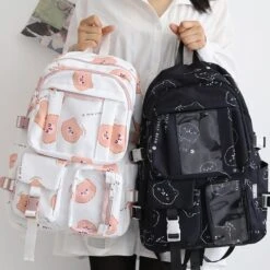 Kawaii Bear Harajuku Canvas Backpack – Limited Edition -Kawaiitherapy Shop 48834 d0uawa