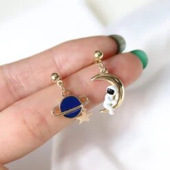 Kawaii Space Astronaut Moon Earrings – Limited Edition