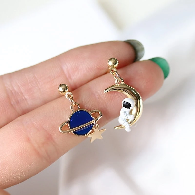 Kawaii Space Astronaut Moon Earrings – Limited Edition 1 Kawaii Space Astronaut Moon Earrings – Limited Edition