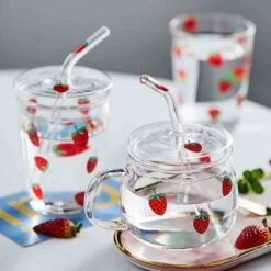 Kawaii Glass Strawberry Juice Cup – Limited Edition