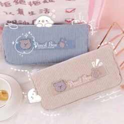 Kawaii Korean Bear Canvas Style Pencil Case -Kawaiitherapy Shop 49767 15cbd8