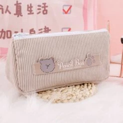 Kawaii Korean Bear Canvas Style Pencil Case