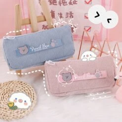 Kawaii Korean Bear Canvas Style Pencil Case -Kawaiitherapy Shop 49767 lquhvp