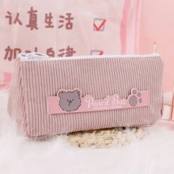 Kawaii Korean Bear Canvas Style Pencil Case -Kawaiitherapy Shop 49767 pxs6go