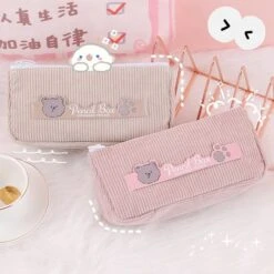 Kawaii Korean Bear Canvas Style Pencil Case -Kawaiitherapy Shop 49767 q5yumu