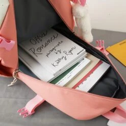 Kawaii Korea Style Canvas Zipper Backpack Set (4pcs) -Kawaiitherapy Shop 50038 eiwc6k