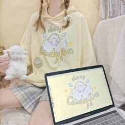Kawaii Candy Floss Pastel Sheep Hoodie – Special Edition -Kawaiitherapy Shop 50076 tzegq1