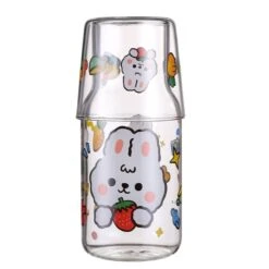 Kawaii Cute Bear Strawberry Glass Cup Set -Kawaiitherapy Shop 50870 zo3yql