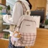 Kawaii Plaid Korea Style Canvas Backpack – Limited Edition
