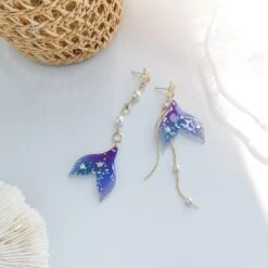 Kawaii Glitter Korea Style Sea Earrings -Kawaiitherapy Shop 51240 qd04he
