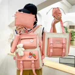 Kawaii Korea Canvas Harajuku Backpack Set (5pcs)