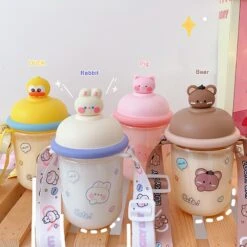 Kawaii Pastel Transparent Animal Style Bottle -Kawaiitherapy Shop 53680 qu8jgs