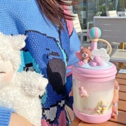 Kawaii Bear Pastel Style Straw Bottle – Limited Edition -Kawaiitherapy Shop 53697 mv8i1r