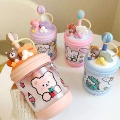 Kawaii Bear Pastel Style Straw Bottle – Limited Edition -Kawaiitherapy Shop 53697 xmerxc