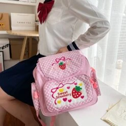 Kawaii Sweet Strawberry Harajuku Backpack – Special Edition -Kawaiitherapy Shop 54381 zotvy5