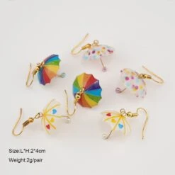 Kawaii Mini 3D Umbrella Earrings -Kawaiitherapy Shop 54494 o6xabv