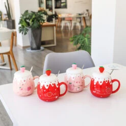 Kawaii Fruit Strawberry Avocado Ceramic Cups – Limited Edition -Kawaiitherapy Shop 54803 qwc8fz