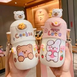 Kawaii Bear Sticker Thermal Flask (500ml) – Limited Edition
