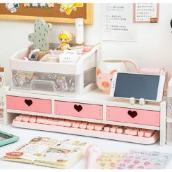 Kawaii Harajuku Pastel Hearts Mini Desk Drawer -Kawaiitherapy Shop 55016 pa9jb3