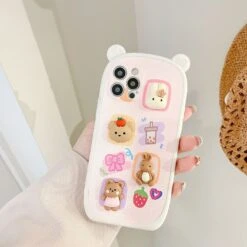 Kawaii Bear 3D Sticker Style Phone Case – Limited Edition -Kawaiitherapy Shop 55042 ewp7bi