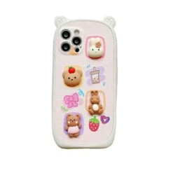 Kawaii Bear 3D Sticker Style Phone Case – Limited Edition -Kawaiitherapy Shop 55042 vjtma1