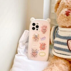 Kawaii Bear 3D Sticker Style Phone Case – Limited Edition -Kawaiitherapy Shop 55042 vsmdtv