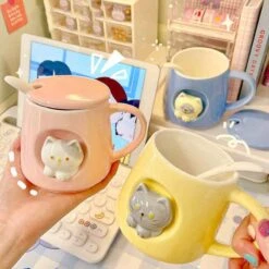 Kawaii Pastel Cat Ceramic Cup β Limited Edition
